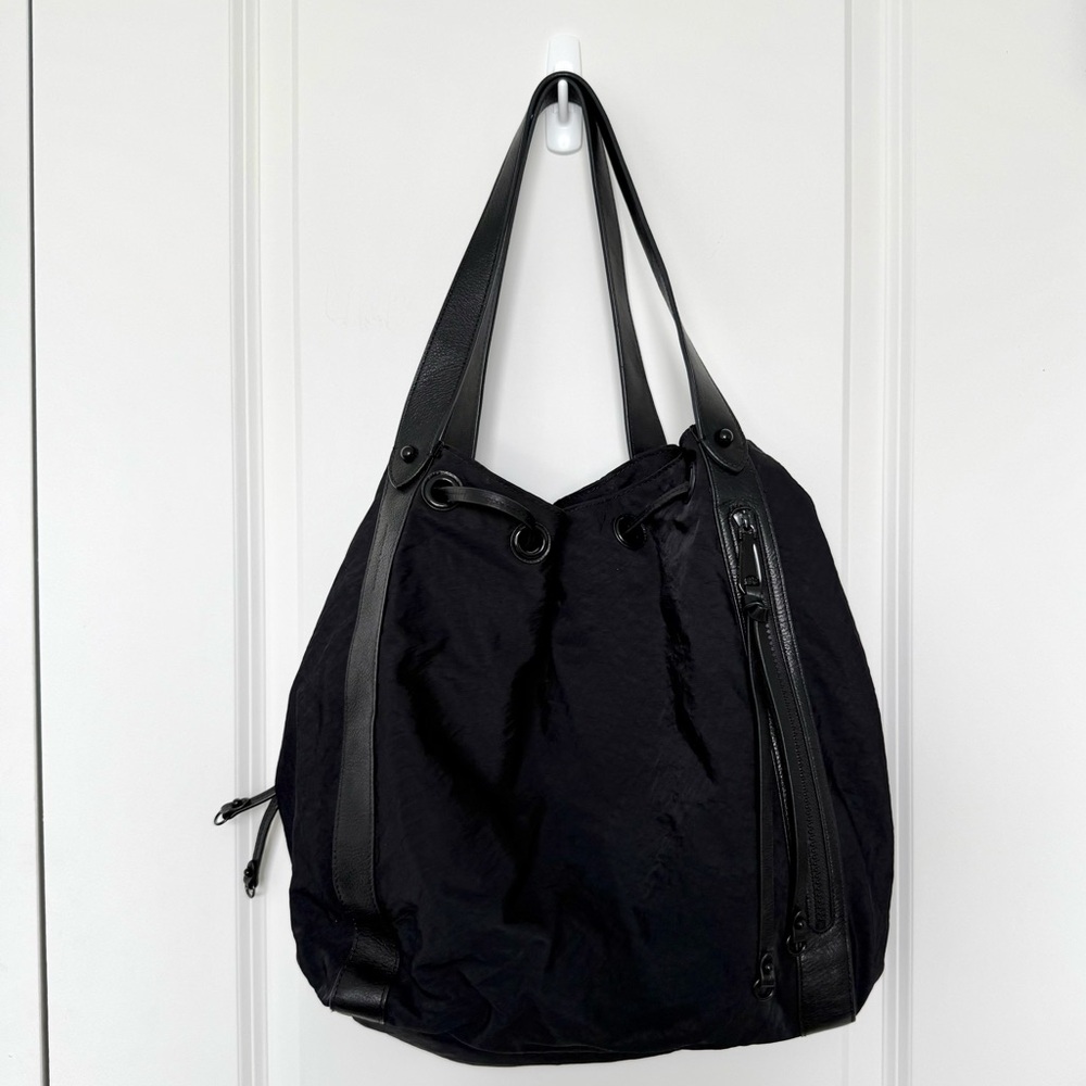 Rebecca Minkoff M.A.B. Nylon Drawstring Tote Bag Large Drawstring Closure Black